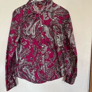 Talbots Women's Size 10P Paisley Stretch Cotton Sateen Button Down
Shirt